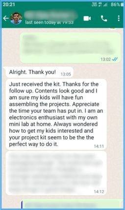 whatsapp review for havi robotics starter kit
